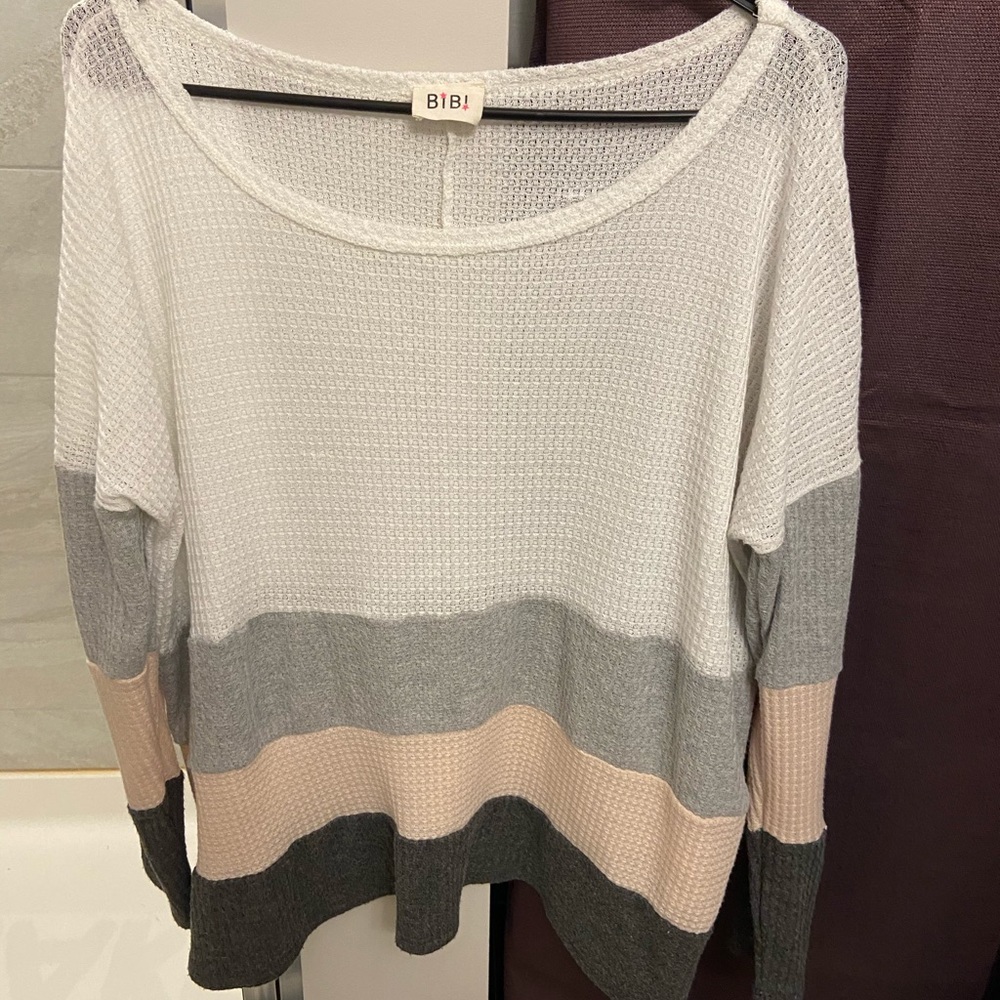 Striped waffle sweater